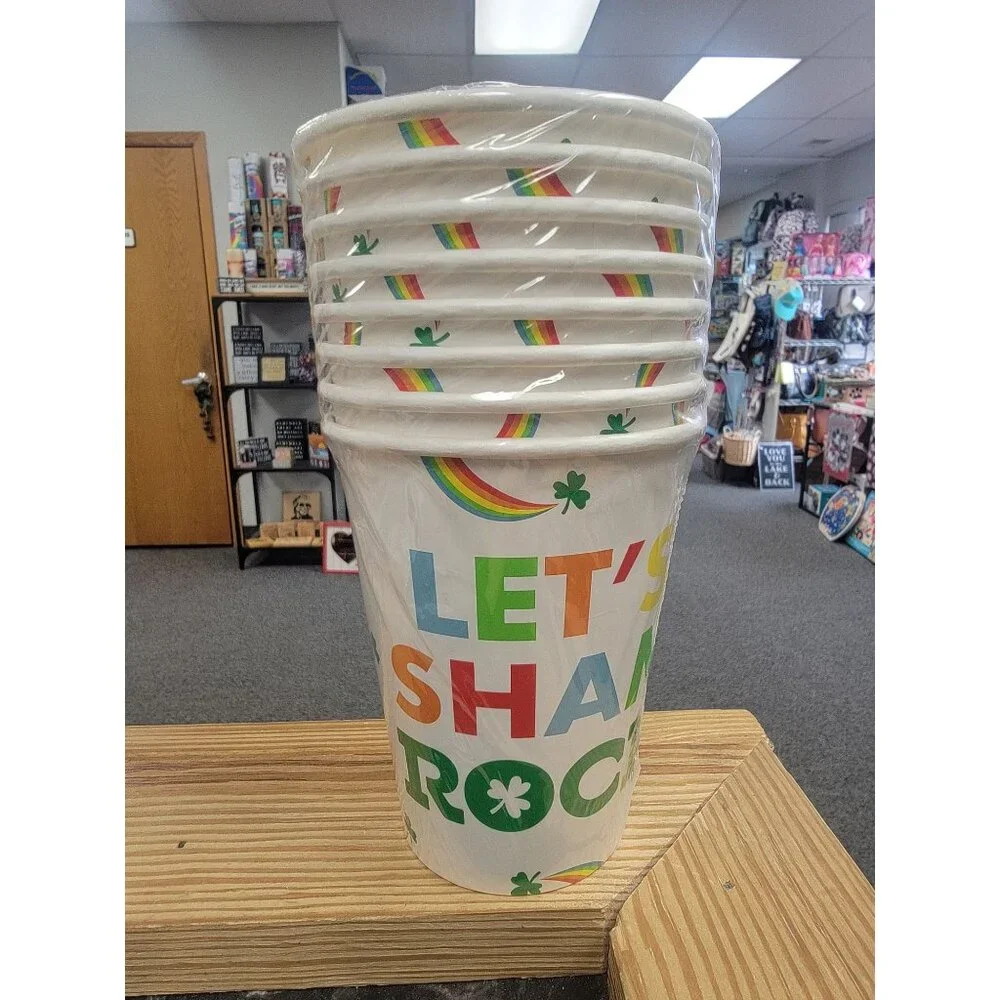 Lets Shamrock St. Patricks Day Stackable Party Cups 8 pk 12‎ Fl. oz